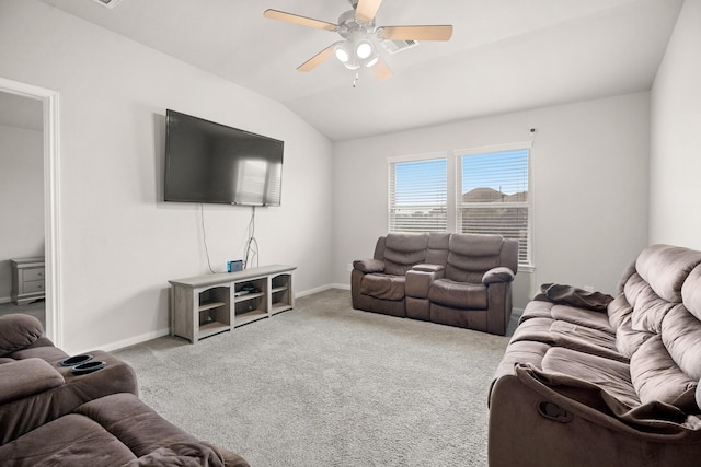 4738 Alluvial Cir, Alvin, TX 77511 - carpeted living area featuring ceiling fan and lofted ceiling