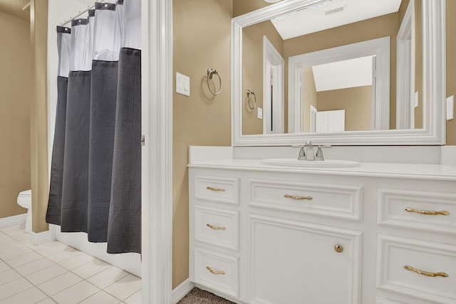 13714 Gainesway Dr, Cypress, TX 77429 - bathroom with vanity, tile patterned floors, and shower / bath combination with curtain