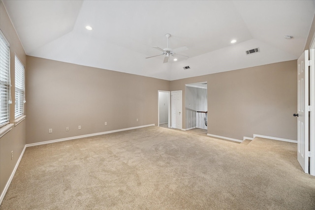 13307 Oddom Ct, Cypress, TX 77429 - unfurnished bedroom with vaulted ceiling, light carpet, recessed lighting, and a ceiling fan