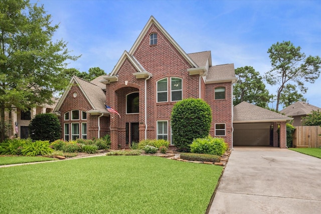 13307 Oddom Ct, Cypress, TX 77429 - view of front of property with brick siding, a garage, concrete driveway, and a shingled roof