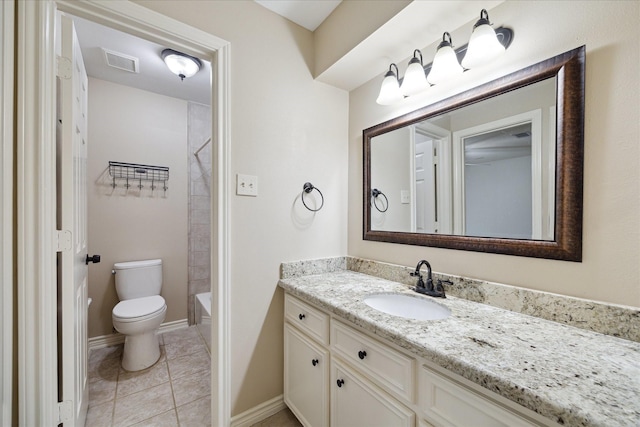 13307 Oddom Ct, Cypress, TX 77429 - bathroom featuring vanity, tile patterned flooring, and washtub / shower combination