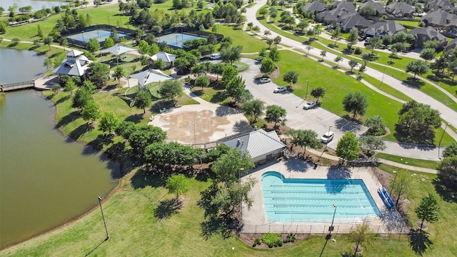 12106 Coldwater Cove Ln, Cypress, TX 77433 - drone / aerial view of a pool and a large body of water