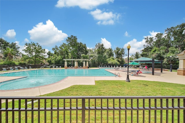 28006 Brendon Trail Ct, Spring, TX 77386 - community pool featuring a pergola and a patio area