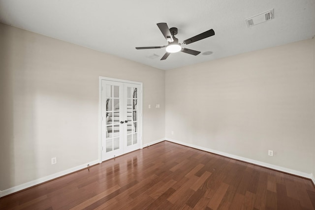 22419 Rippling Shore Ct, Katy, TX 77494 - empty room with french doors, ceiling fan, and wood finished floors