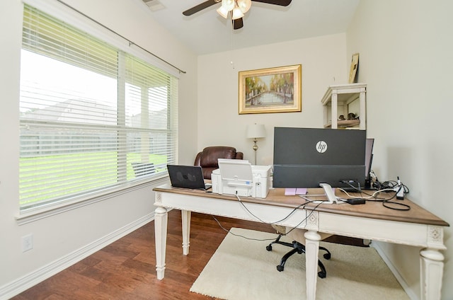 24914 Hazel Ranch Dr, Katy, TX 77494 - office space featuring wood finished floors and ceiling fan