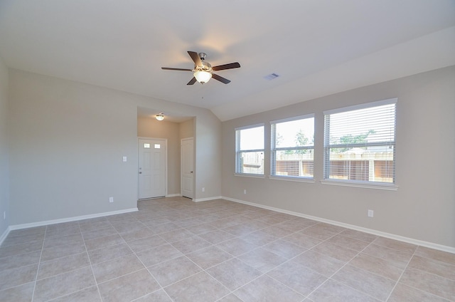 3238 Montclair Orchard Trce, Spring, TX 77386 - empty room featuring ceiling fan, light tile patterned flooring, and lofted ceiling
