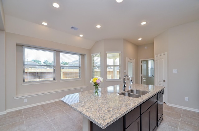 3238 Montclair Orchard Trce, Spring, TX 77386 - kitchen featuring recessed lighting, dishwasher, plenty of natural light, light stone countertops, and light tile patterned floors
