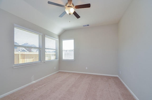 3238 Montclair Orchard Trce, Spring, TX 77386 - spare room featuring light carpet, ceiling fan, and lofted ceiling