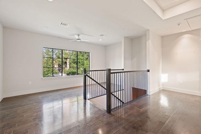 7202 Hartland Ave, Houston, TX 77055 - empty room featuring attic access, wood finished floors, ceiling fan, and recessed lighting