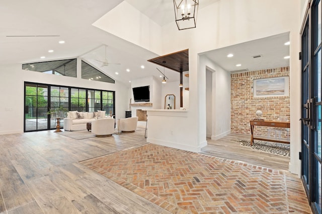 7202 Hartland Ave, Houston, TX 77055 - entryway with high vaulted ceiling, recessed lighting, and a chandelier