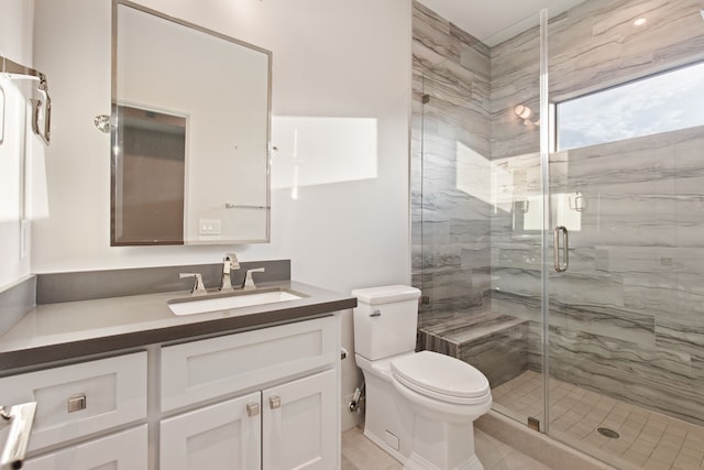 7202 Hartland Ave, Houston, TX 77055 - bathroom featuring vanity, a stall shower, and tile patterned flooring