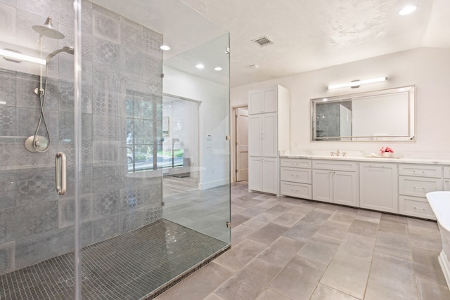 7202 Hartland Ave, Houston, TX 77055 - full bath with a shower stall, vanity, and recessed lighting