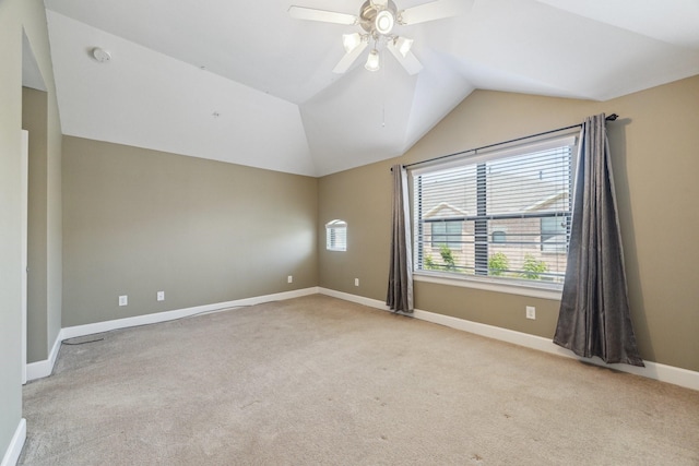11315 S Main St Unit 1205, Houston, TX 77025 - carpeted spare room featuring vaulted ceiling, ceiling fan, and a smoke detector