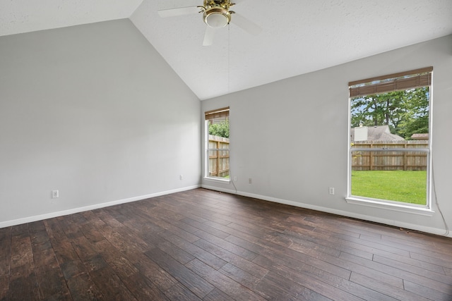 3518 Grove Oaks Dr, Houston, TX 77339 - unfurnished room with wood-type flooring, ceiling fan, and lofted ceiling