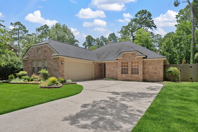 3518 Grove Oaks Dr, Houston, TX 77339 - ranch-style house featuring brick siding, a garage, driveway, and roof with shingles