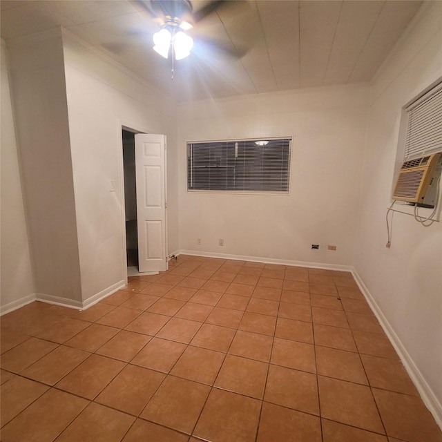 1814 Gano St, Houston, TX 77009 - empty room with light tile patterned floors, ceiling fan, and crown molding