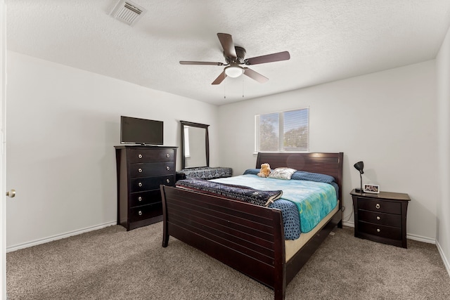 2811 Blue Glen Ln, Houston, TX 77073 - bedroom featuring carpet floors, ceiling fan, and a textured ceiling