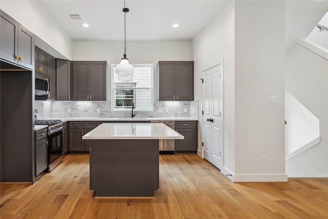 5506B Wheatley St, Houston, TX 77091 - kitchen with stainless steel appliances, backsplash, light wood finished floors, light countertops, and recessed lighting