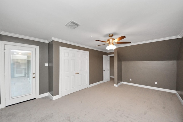 606 Montclair Blvd, Sugar Land, TX 77478 - unfurnished bedroom featuring carpet flooring, crown molding, a closet, and a ceiling fan