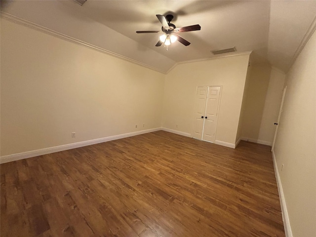 17427 Marigold Dr, Sugar Land, TX 77479 - additional living space featuring lofted ceiling, ceiling fan, and dark wood-style floors
