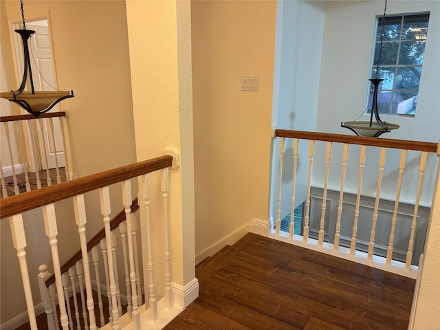 17427 Marigold Dr, Sugar Land, TX 77479 - hall with dark wood-style flooring and baseboards