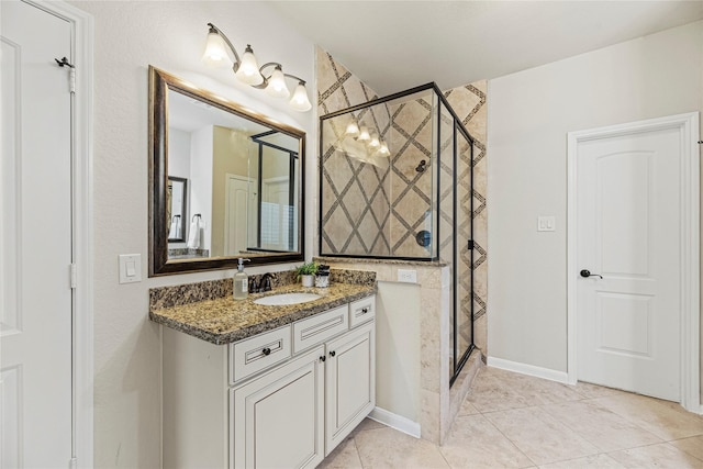 3102 Hillside Landing Trl, Katy, TX 77494 - full bath with a stall shower, vanity, and tile patterned floors