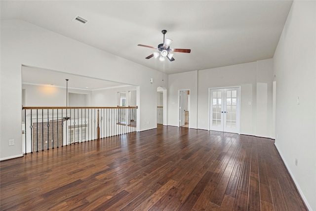 3102 Hillside Landing Trl, Katy, TX 77494 - empty room with ceiling fan, french doors, and wood-type flooring