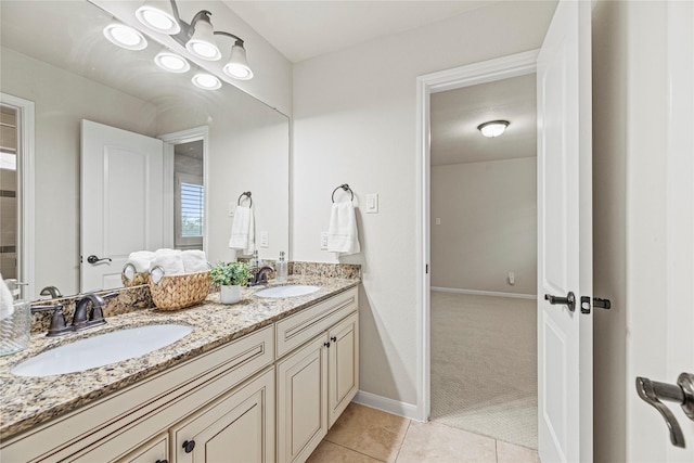 3102 Hillside Landing Trl, Katy, TX 77494 - full bath featuring double vanity and tile patterned floors