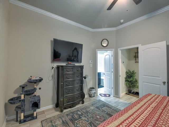 6127 Rosehill Harvest Loop, Katy, TX 77493 - bedroom with crown molding and ceiling fan