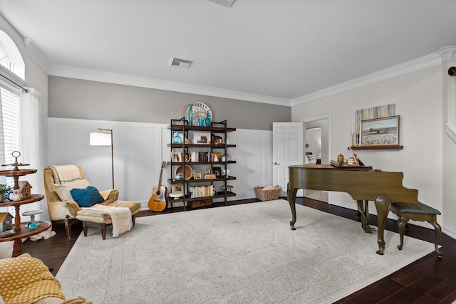 2413 Sawgrass Ct, League City, TX 77573 - living area featuring crown molding and dark wood finished floors