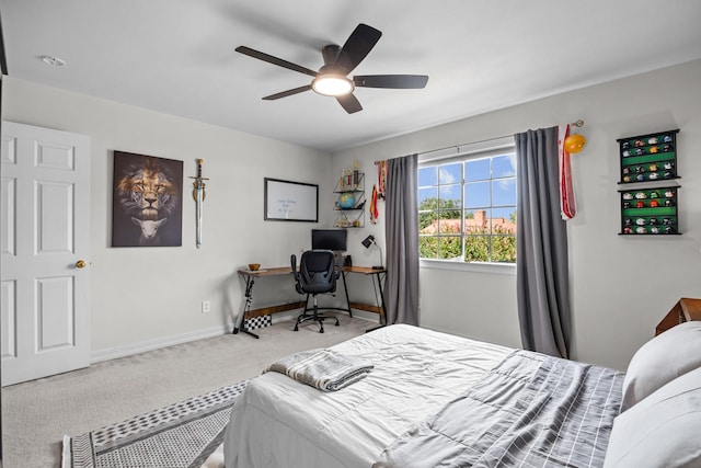 2413 Sawgrass Ct, League City, TX 77573 - bedroom featuring carpet flooring, a ceiling fan, and an office area