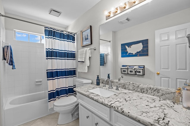 2413 Sawgrass Ct, League City, TX 77573 - full bathroom with vanity, tile patterned flooring, and shower / bath combination with curtain
