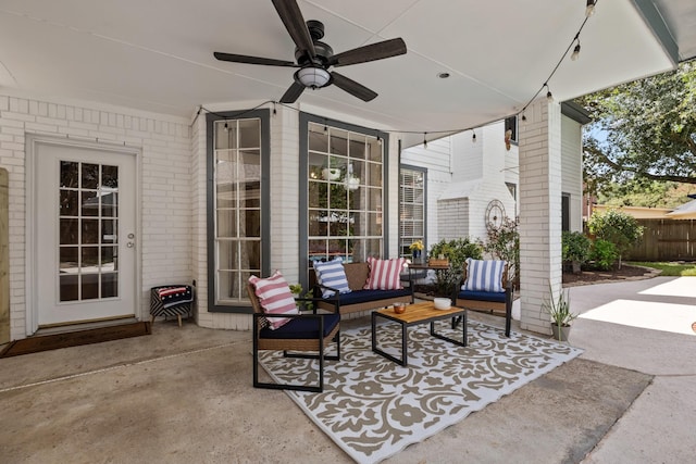 2413 Sawgrass Ct, League City, TX 77573 - view of patio with outdoor lounge area and ceiling fan