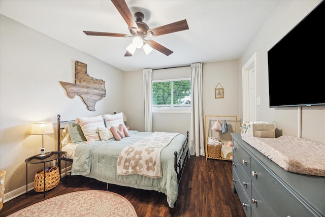 12502 Nova Dr, Houston, TX 77077 - bedroom with dark wood-type flooring and a ceiling fan