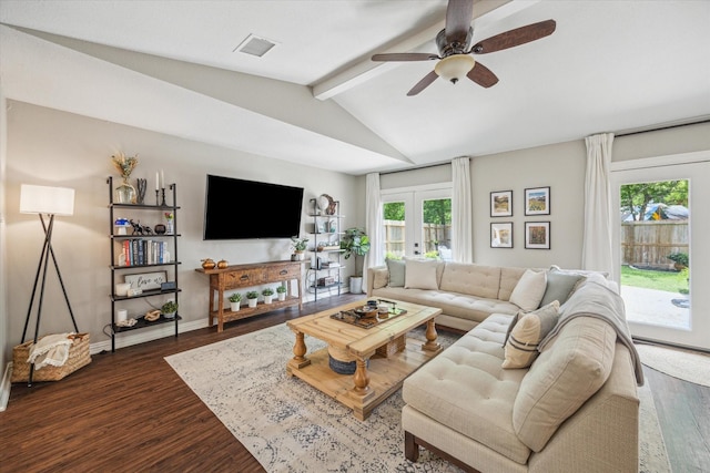 12502 Nova Dr, Houston, TX 77077 - living room with ceiling fan and dark wood-style flooring
