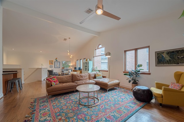308 Dennis St, Houston, TX 77006 - living area with wood finished floors and ceiling fan
