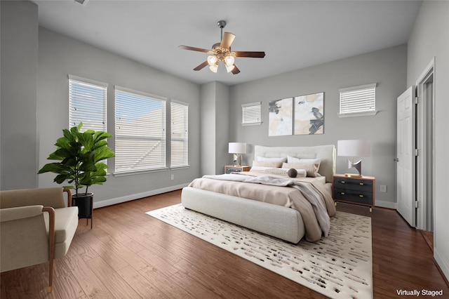 2338 Bastrop St, Houston, TX 77004 - bedroom featuring multiple windows, wood finished floors, and ceiling fan
