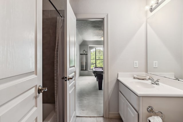 8411 Middle Canyon Rd, Katy, TX 77494 - full bath with vanity, a shower with shower curtain, and pool table
