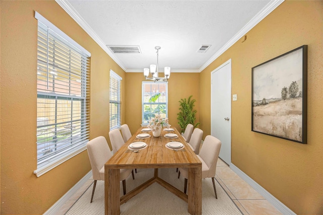 11510 Pagoda Dr, Houston, TX 77477 - dining room featuring a chandelier, crown molding, and light tile patterned flooring