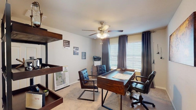 2118 Sanders Brook Dr, Baytown, TX 77521 - carpeted office with ceiling fan and baseboards