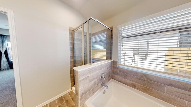 2118 Sanders Brook Dr, Baytown, TX 77521 - full bath featuring a garden tub and a shower stall