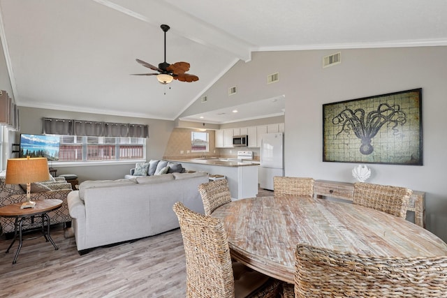 4004 Ector Dr, Galveston, TX 77554 - dining room with a ceiling fan and light wood finished floors