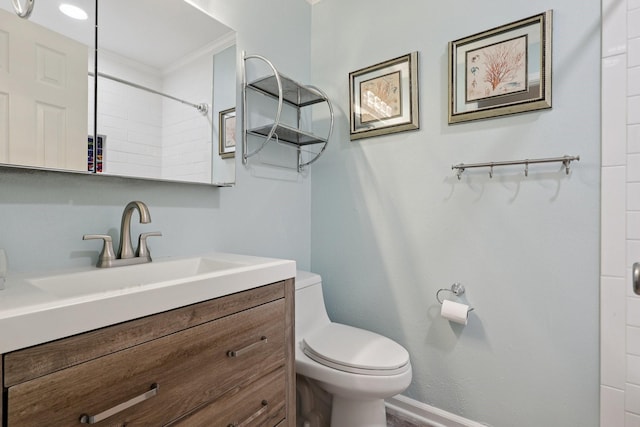 4004 Ector Dr, Galveston, TX 77554 - full bathroom featuring vanity and crown molding