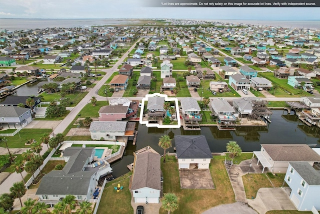 4004 Ector Dr, Galveston, TX 77554 - aerial overview of property's location featuring nearby suburban area and a nearby body of water