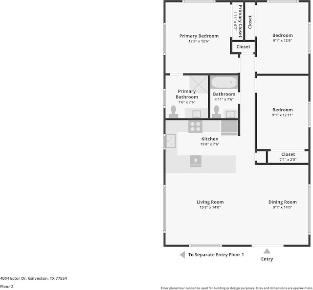 4004 Ector Dr, Galveston, TX 77554 - view of property floor plan