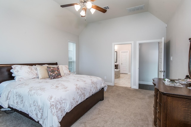 21207 Bradford Grove Dr, Spring, TX 77379 - carpeted bedroom featuring vaulted ceiling and a ceiling fan