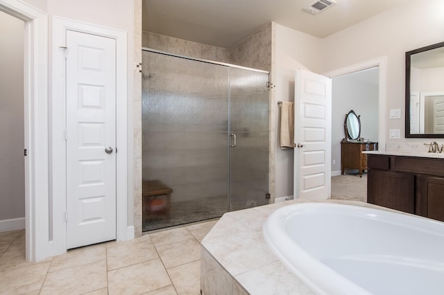 21207 Bradford Grove Dr, Spring, TX 77379 - bathroom featuring vanity, a garden tub, and a stall shower