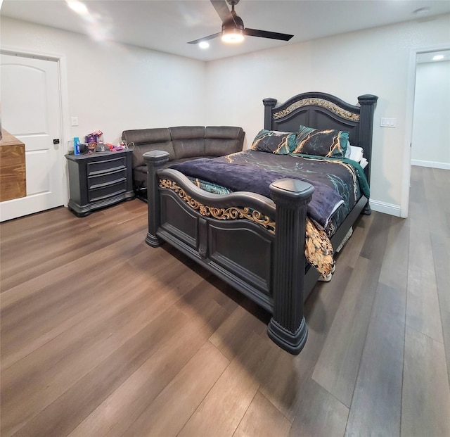 606 E Ahldag St, Wharton, TX 77488 - bedroom featuring wood finished floors and a ceiling fan