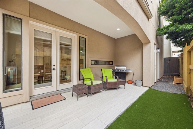 961 Queen Annes Rd, Houston, TX 77024 - view of patio / terrace featuring a grill and french doors