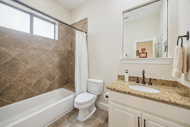 961 Queen Annes Rd, Houston, TX 77024 - bathroom featuring vanity, shower / tub combo, and tile patterned flooring